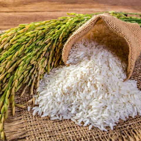 organic Thai jasmine rice in craft bag